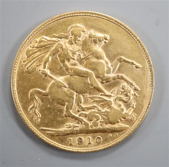 An Edward VII gold sovereign 1910, VF